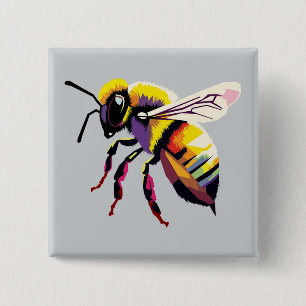 Pop art Bee 2 Inch Square Button