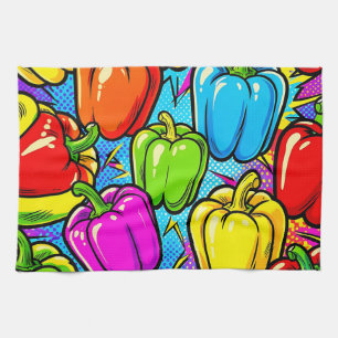 Pop Art Bell Peppers Pattern Kitchen Towel