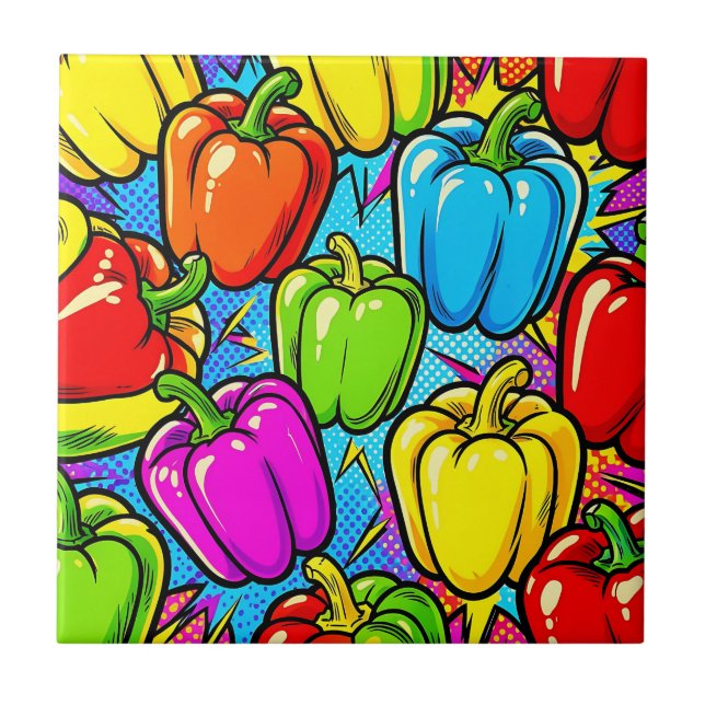 Pop Art Bell Peppers Pattern Tile (Front)