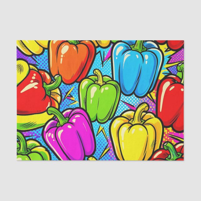 Pop Art Bell Peppers Pattern Tissue Paper (Front)