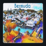 Pop Art Bermuda wall clock<br><div class="desc">Pop Art 4544 Bermuda wall clock

A beautiful landscape photo of downtown St. George Bermuda is transformed into a colorful Pop Art square wall clock. 

By https://www.zazzle.com/store/celestesheffey</div>