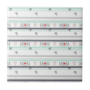 Pop Art BEST MOM Stripe – Bold Retro Love (1) Tile