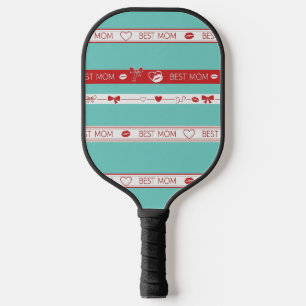 Pop Art BEST MOM Stripe – Bold Retro Love (2) Pickleball Paddle