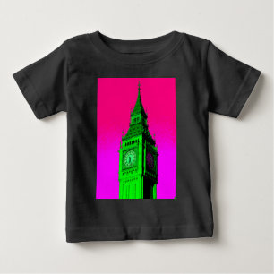 Pop Art Big Ben London Travel Pink Green Baby T-Shirt