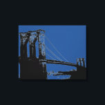 Pop Art Black & Blue Brooklyn Bridge Canvas Print<br><div class="desc">Manhattan Cityscape,  Skyscrapers and Buildings</div>