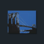Pop Art Black & Blue Brooklyn Bridge Canvas Print<br><div class="desc">Manhattan Cityscape,  Skyscrapers and Buildings</div>