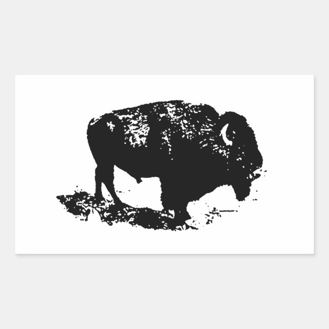 Pop Art Black White Buffalo Bison Silhouette Sticker (Front)