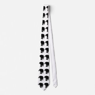 Pop Art Black & White Elephant Silhouette Tie