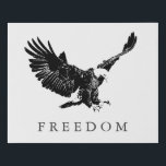 Pop Art Black White Freedom Eagle Landing Faux Canvas Print<br><div class="desc">Freedom & Courage Motivational  Eagles Images - Fearless Bald Eagles - Bald American Eagle Pictures - Fearsome Patriotic Eagle Heads,  Flying Eagles,  Landing Eagle</div>