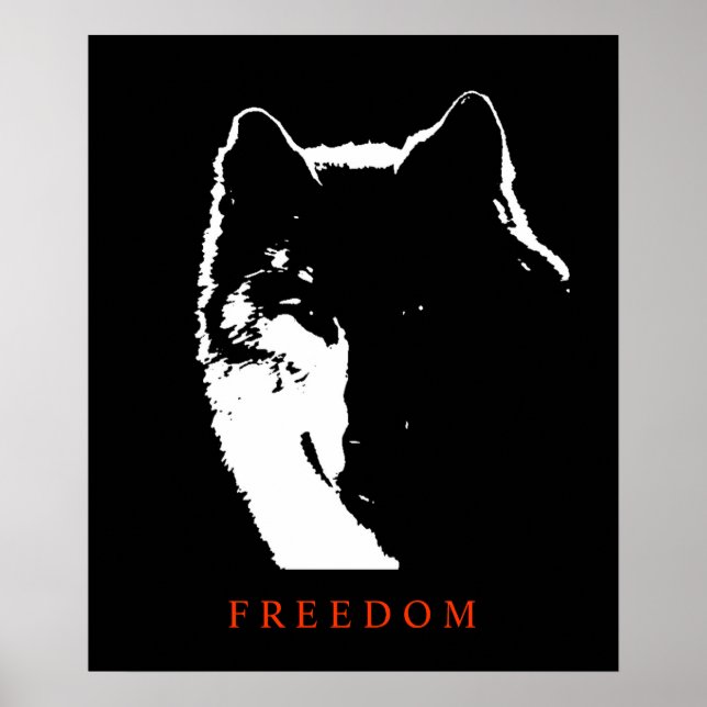 Pop Art Black White Motivational Wolf Poster Impri (Devant)
