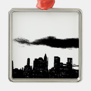 Pop Art Black White NYC New York City Metal Ornament