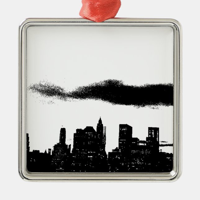Pop Art Black White NYC New York City Metal Ornament (Front)