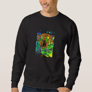 Pop Art Blue Orange Green Yellow Tiger Sweatshirt