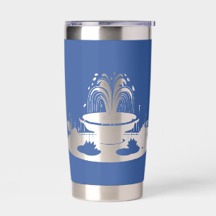 Pop Art Blue With Negative Space Fountain Insulated Tumbler