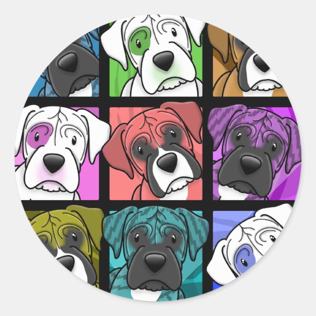 Pop Art Boxer Classic Round Sticker (Front)
