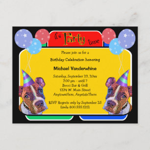 Pop Art Boxers Birthday Barker Invitation