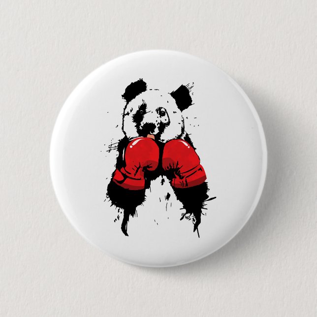 Pop Art Boxing Panda Bear Boxer  2 Inch Round Button (Front)