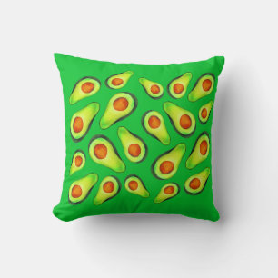 Pop art bright avocado green original watercolour throw pillow