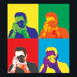 Pop Art Bright Colours Photographer Camera Decor<br><div class="desc">The image of a photographer viewing through the camera lens is treated with a bright mix of colours to give it a pop art effect look a like. Colourful and striking decorative piece to spruce up the home decor.</div>