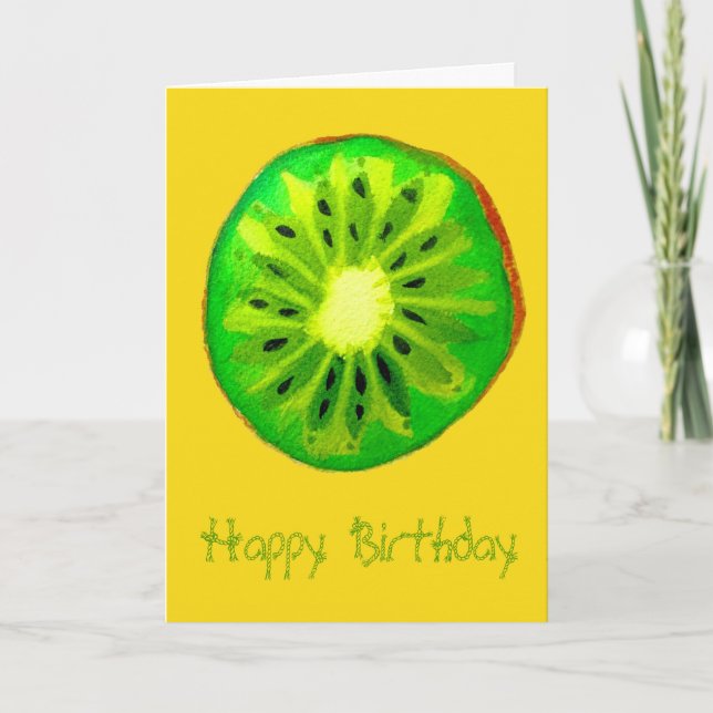 Pop art bright kiwi fruit birthday card (Front)