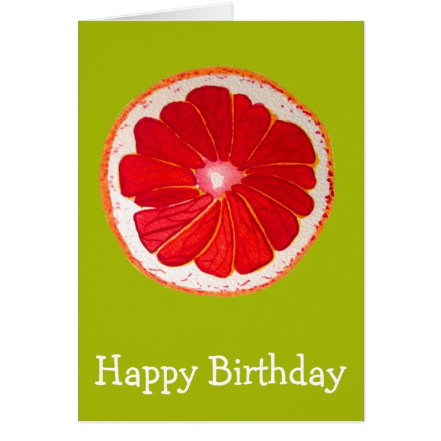Pop art bright pink grapefruit birthday (Front)