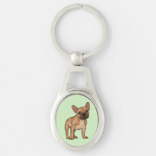Pop Art Brindle French Bulldog Graphic Keychain