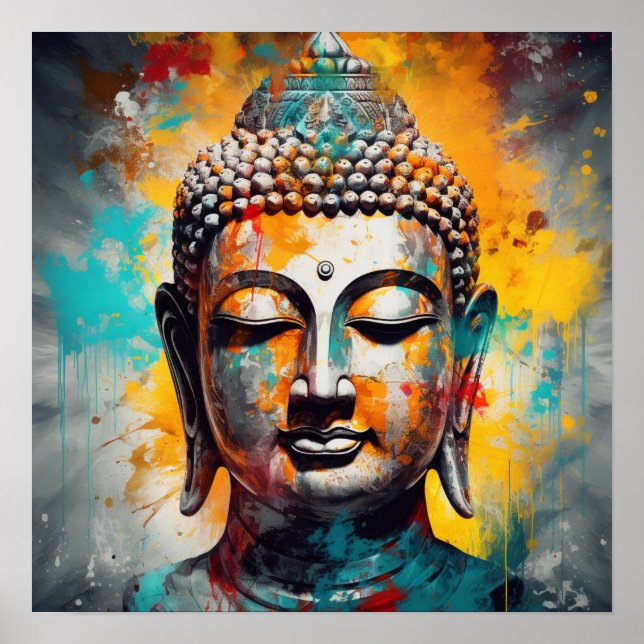 Pop Art Buddha Bust Poster (Front)