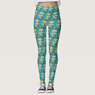 Pop Art Buddha Head on Blue - Yoga pants