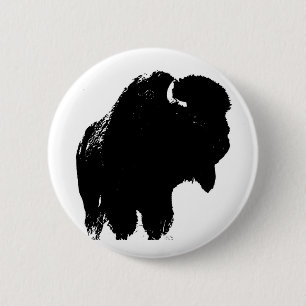 Pop Art Buffalo Bison Silhouette 2 Inch Round Button
