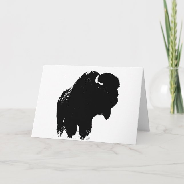 Pop Art Buffalo Bison Silhouette Card (Front)