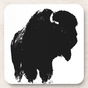 Pop Art Buffalo Bison Silhouette Coaster