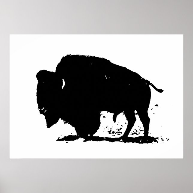 Pop Art Buffalo Bison Silhouette Poster (Front)