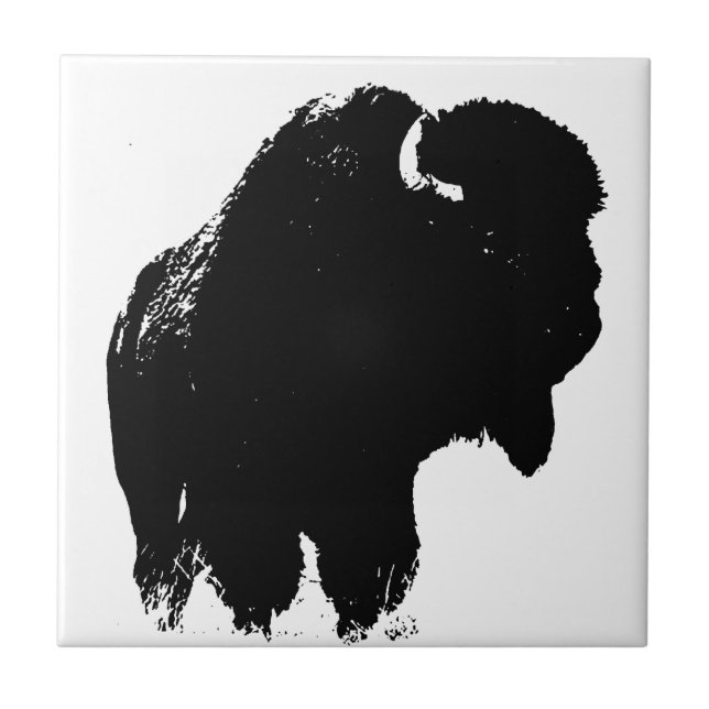 Pop Art Buffalo Bison Silhouette Tile (Front)