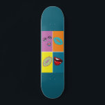 Pop Art Bundle Skateboard<br><div class="desc">Wall art decoration in Pop Art style from the '80s,  The arts name is "Gossip lips",  this art is entirely my own drawing,  vivid colour contrasts lips mouth and a beautiful woman face in orange blue turquoise purplish colours. A perfect gift idea choice for everyone</div>