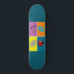 Pop Art Bundle Skateboard<br><div class="desc">Wall art decoration in Pop Art style from the '80s, The arts name is "Gossip lips", this art is entirely my own drawing, vivid colour contrasts lips mouth and a beautiful woman face in orange blue turquoise purplish colours. A perfect gift idea choice for everyone</div>