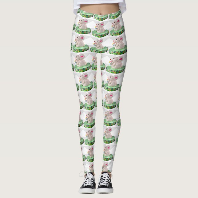 Pop Art Bunny Cake Leggings (Front)