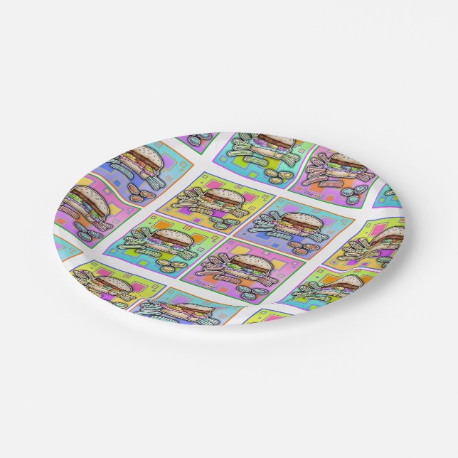 POP ART BURGER PAPER PLATE (Angled)