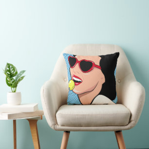 Pop Art Candy Girl Throw Pillow
