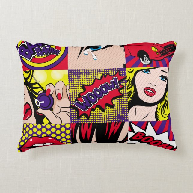 Pop art Card Illustrationart,pop,beautiful,comic,d Accent Pillow (Front)