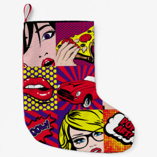 Pop art Card Illustrationpattern,art,comic,pop,ret Small Christmas Stocking