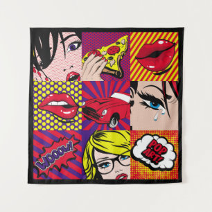 Pop art Card Illustrationpattern,art,comic,pop,ret Tapestry