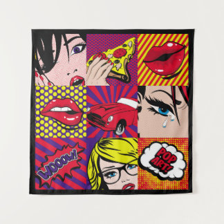 Pop art Card Illustrationpattern,art,comic,pop,ret Tapestry