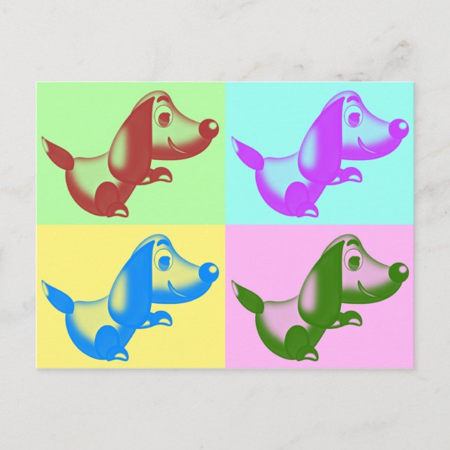 Pop Art Cartoon Dog Postcard (Front)