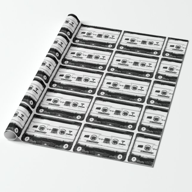 Pop Art Cassette Retro Wrapping Paper (Unrolled)