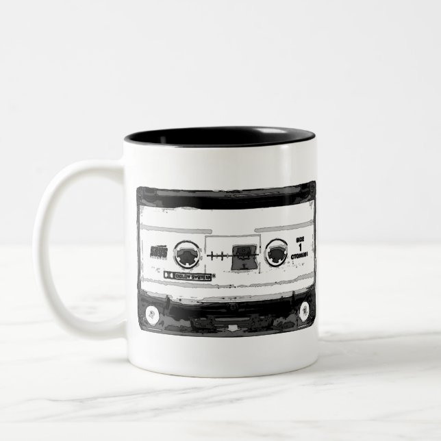 Pop Art Cassette Two-Tone Coffee Mug (Left)