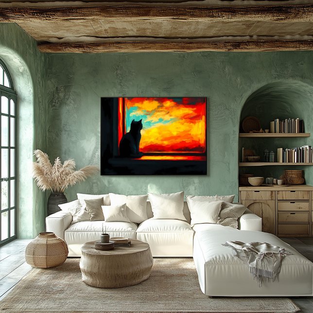 Pop Art Cat at Sunset - Window view Poster (Creator Uploaded)