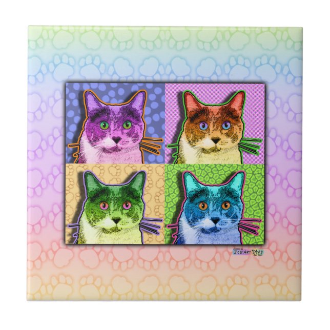 Pop Art Cat Ceramic Tile (Front)