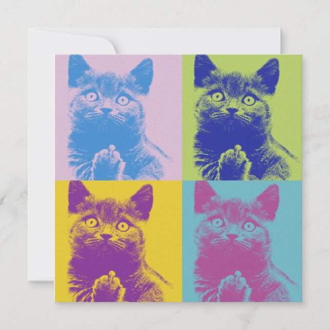 Pop Art Cat Flat Thank You Card (Front)