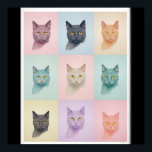 Pop Art cat Photo Modern Trendy Retro Colour Block Poster<br><div class="desc">Pop Art Dog Photo Modern Trendy Retro Colour Block Poster</div>