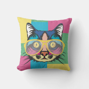 Pop Art Cat Throw Pillow